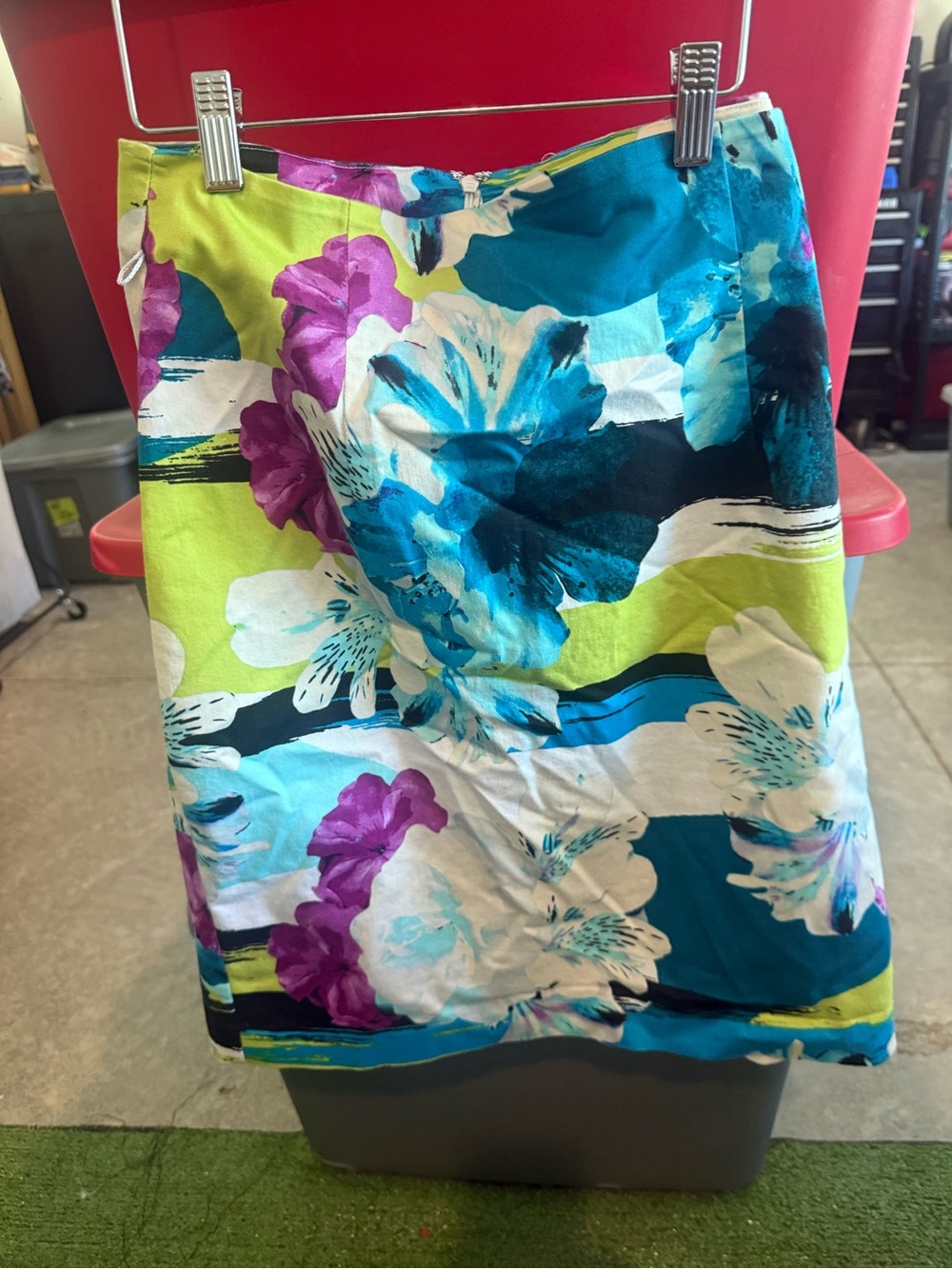Floral Print Women’s Swim Cover-Up Skirt in Teal, Lime & Purple m82